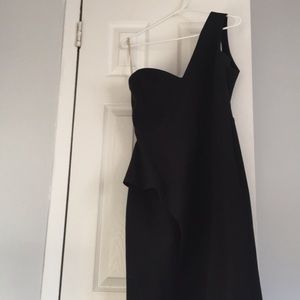 Halston Black One Shoulder Dress
